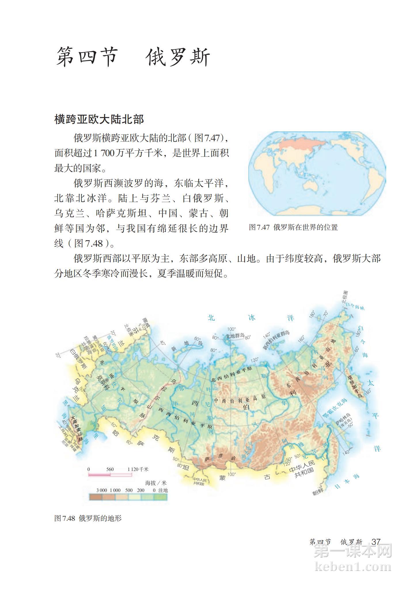 七年级地理下册人教版课本图片