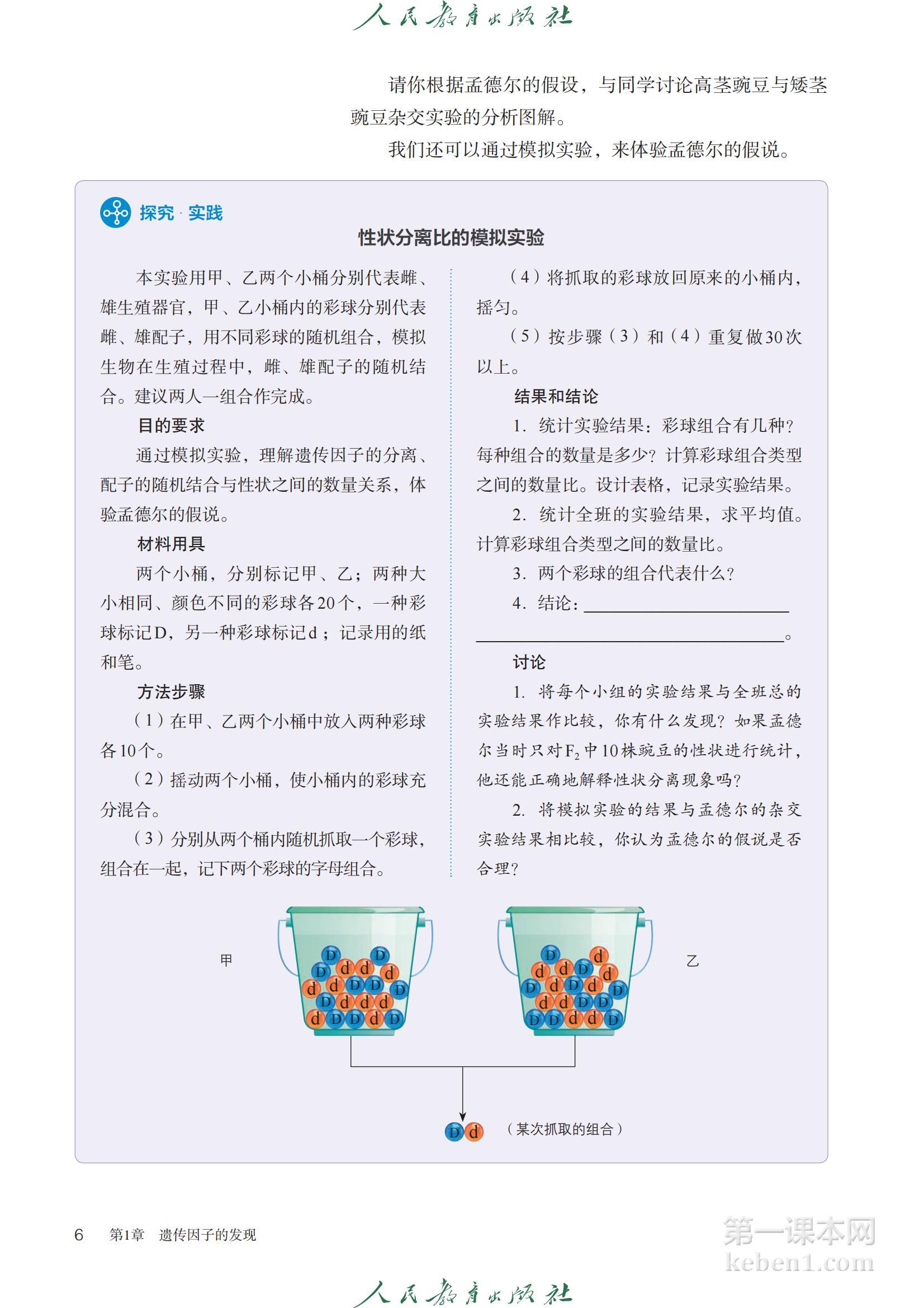 高中生物必修2人教版课本图片