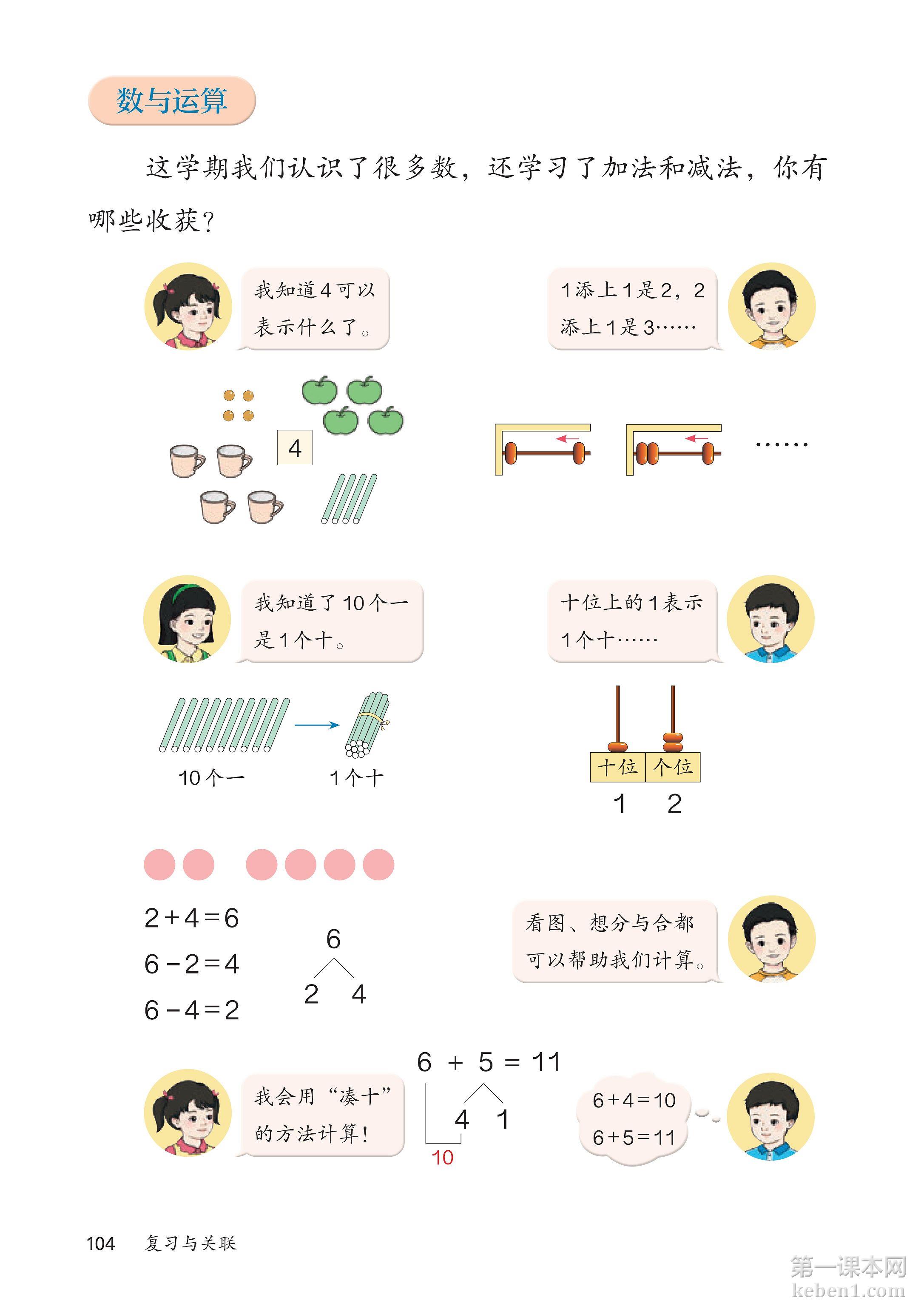 一年级人教版数学上册电子课本