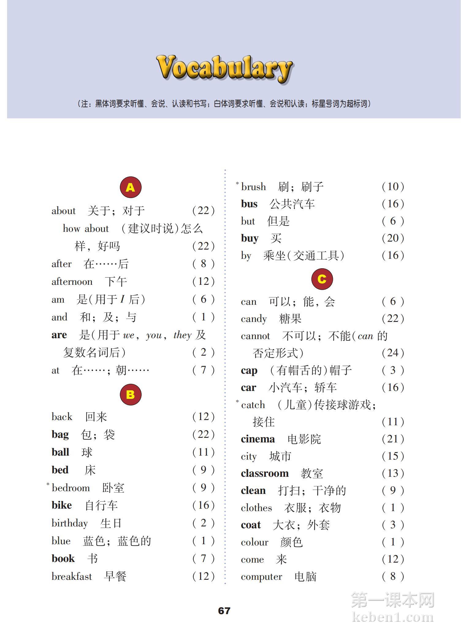 四年级冀教版英语上册课本图片