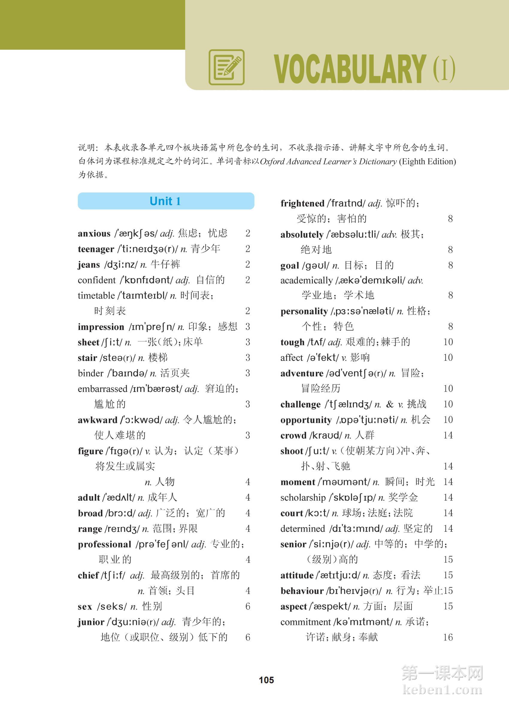 高中冀教版英语必修第一册课本图片