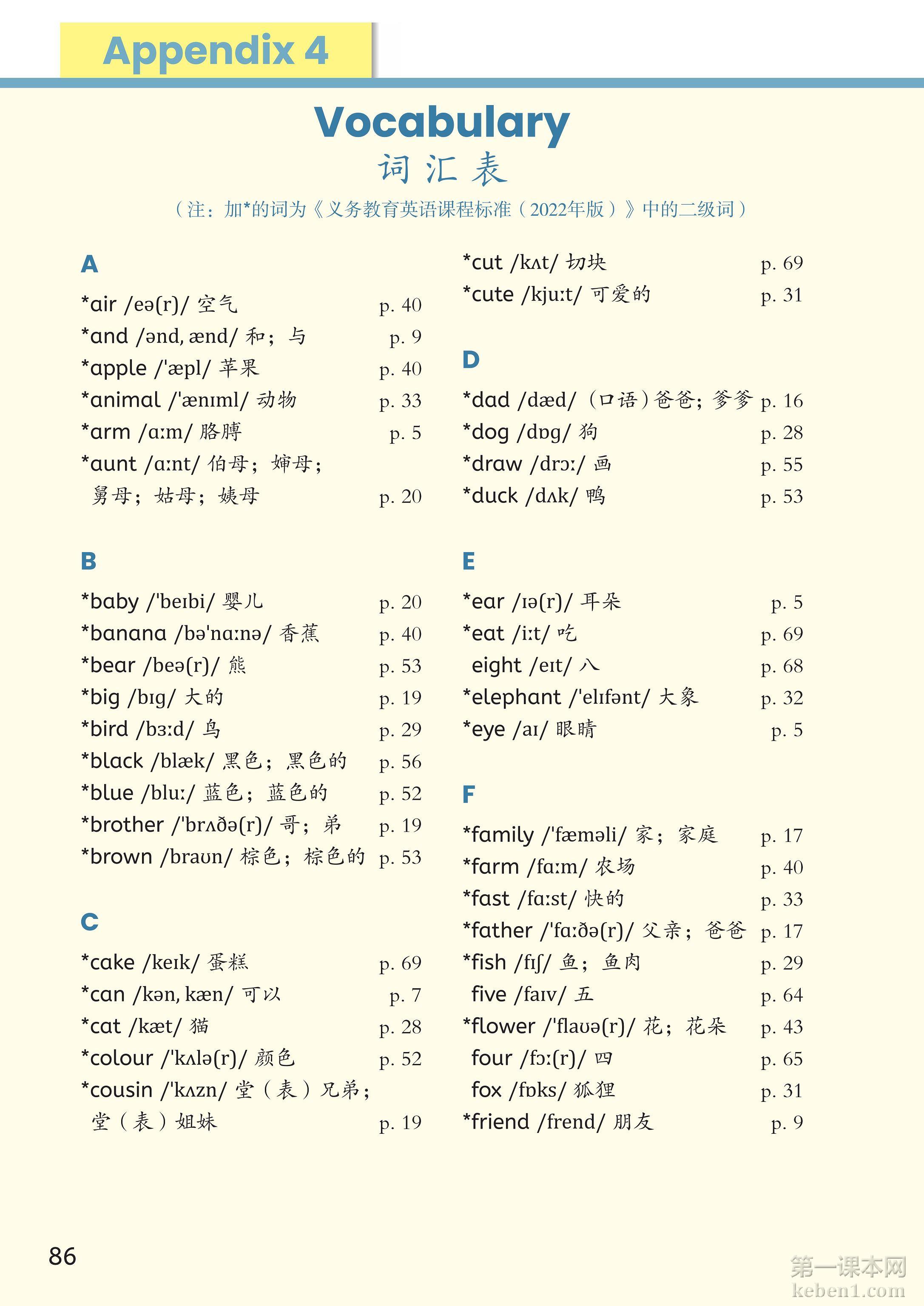 三年级人教版英语上册课本图片